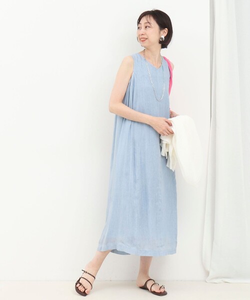 MICO COULIER（ミコクリエ）の「シアーデニムパネルワンピース（ワンピース・レディース・チャコールグレー/ネイビー/サックスブルー・38）」の5枚目の写真