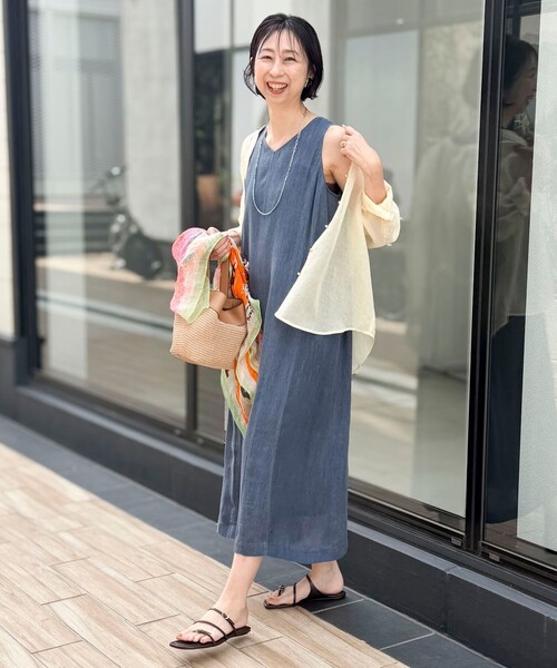 MICO COULIER（ミコクリエ）の「シアーデニムパネルワンピース（ワンピース・レディース・チャコールグレー/ネイビー/サックスブルー・38）」の7枚目の写真