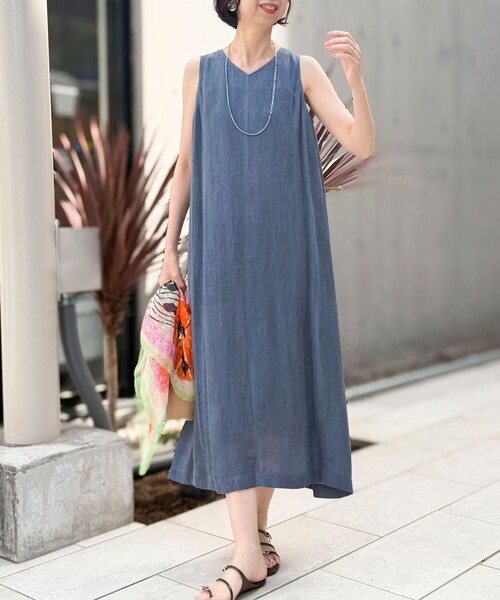 MICO COULIER（ミコクリエ）の「シアーデニムパネルワンピース（ワンピース・レディース・チャコールグレー/ネイビー/サックスブルー・38）」の9枚目の写真