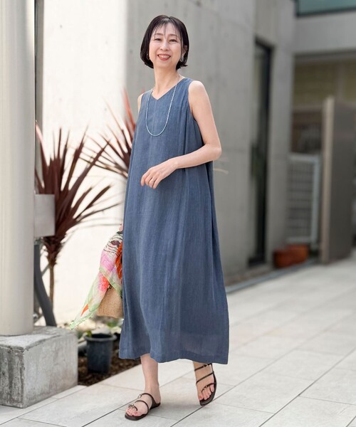 MICO COULIER（ミコクリエ）の「シアーデニムパネルワンピース（ワンピース・レディース・チャコールグレー/ネイビー/サックスブルー・38）」の12枚目の写真