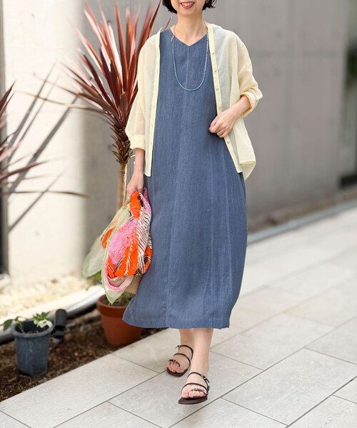 MICO COULIER（ミコクリエ）の「シアーデニムパネルワンピース（ワンピース・レディース・チャコールグレー/ネイビー/サックスブルー・38）」の13枚目の写真