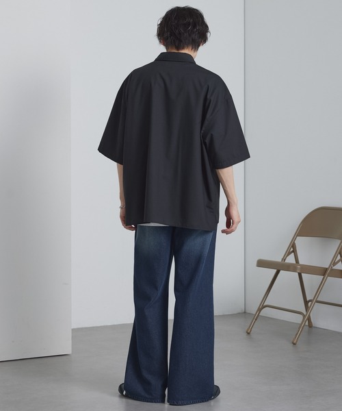 ライトTR ワイドシルエット レギュラーカラー サイドスリット 半袖