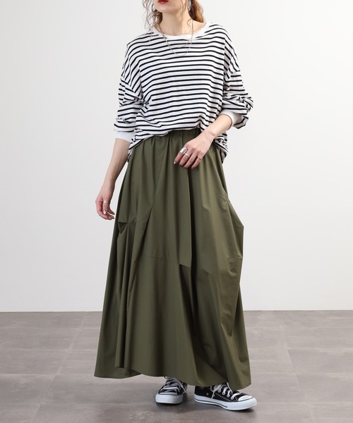 EGLANTINE(エグランティーヌ)の「EGLANTINE ロングスカート(スカート・レディース・キャメル/ブラック/カーキ・38)」の6枚目の写真