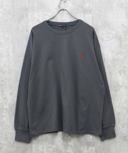 POLOCHAMPS(ポロチャンプス)の「POLOCHAMPS ポロチャンプスオーバーサイズ ロンT(PL44-100)(Tシャツ/カットソー・メンズ・ダークグリーン/杢グレー/オフホワイト/ブラック/チャコールグレー/ネイビー・XL/M/L)」の5枚目の写真