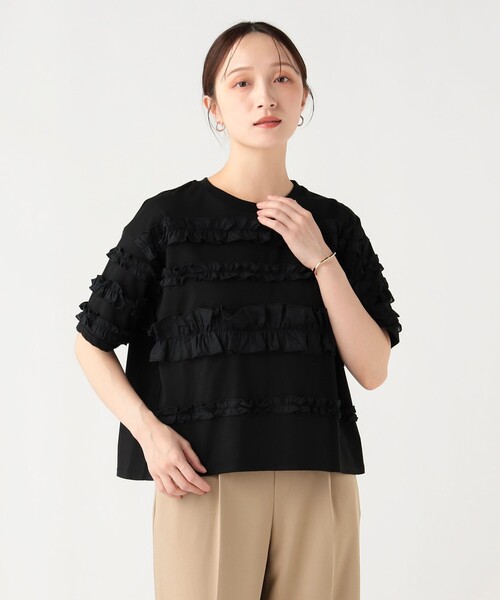 BEAMS HEART(ビームスハート)の「フル フリル Tシャツ(Tシャツ/カットソー・レディース・ブラック/ブラウン/オフホワイト・FREE)」の1枚目の写真