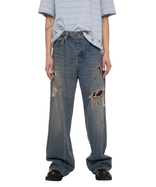 DAIRIKU(ダイリク)の「80Year Damage Wide Denim Pants(デニムパンツ・メンズ・インディゴブルー・29(M)/31(L))」の2枚目の写真