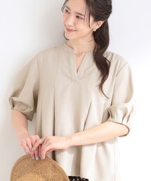 SHOO・LA・RUE（シューラルー）の「【洗濯後しわになりにくい/S-LL/インせず着られる】自然に体型カバー 麻調ペプラムブラウス（シャツ/ブラウス）」
