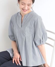 SHOO・LA・RUE（シューラルー）の「【洗濯後しわになりにくい/S-LL/インせず着られる】自然に体型カバー 麻調ペプラムブラウス（シャツ/ブラウス）」