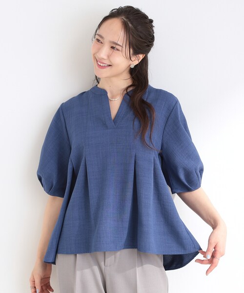 SHOO・LA・RUE(シューラルー)の「【高レビュー/洗濯後しわになりにくい/インせず着られる】自然に体型カバー 麻調ペプラムブラウス(シャツ/ブラウス・レディース・ブルー系その他/ブラック系1/ブルー系その他4/ライトベージュ/ブラウン系その他/ベージュ系その他5/グリーン系・04/03/02/01)」の22枚目の写真