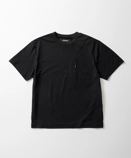 +phenix(プラスフェニックス)の「【+phenix / プラスフェニックス】HIDDEN ZIP POCKET S/S TEE 吸水速乾性 UVカット Tシャツ(Tシャツ/カットソー・メンズ・ブラック/ホワイト・MEDIUM/LARGE/X-LARGE)」の5枚目の写真