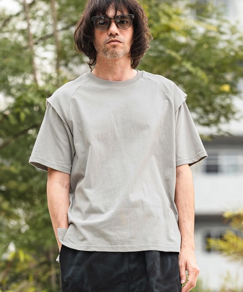 CAMBIO(カンビオ)の「mt10481- フェイクレイヤードTシャツ(Tシャツ/カットソー・メンズ・グレー/ホワイト/ブラック・XL/L/M)」の4枚目の写真