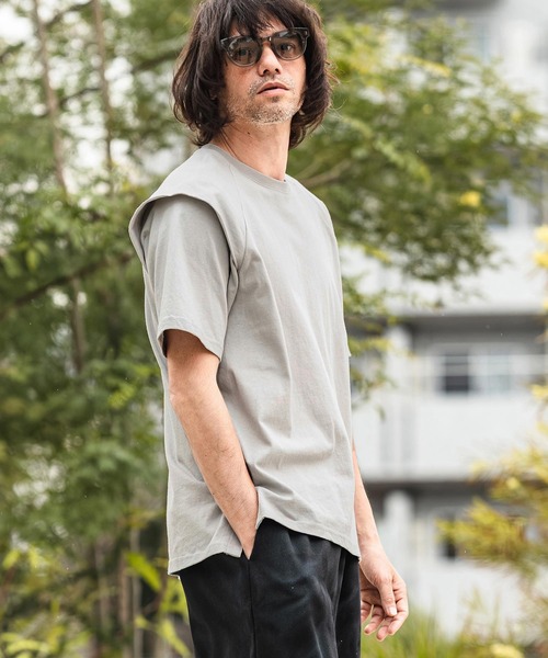 CAMBIO(カンビオ)の「mt10481- フェイクレイヤードTシャツ(Tシャツ/カットソー・メンズ・グレー/ホワイト/ブラック・XL/L/M)」の5枚目の写真