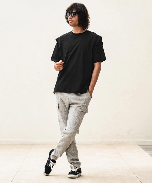 CAMBIO(カンビオ)の「mt10481- フェイクレイヤードTシャツ(Tシャツ/カットソー・メンズ・グレー/ホワイト/ブラック・XL/L/M)」の17枚目の写真