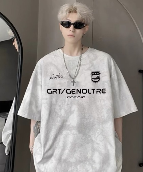 WESTBOY(ウエストボーイ)の「Y2K タイダイ スポーツロゴ グラフィックプリント オーバーサイズ ハーフスリーブTシャツ WO26S8TP03(Tシャツ/カットソー・メンズ・ブラック/ホワイト・L/XL/M)」の4枚目の写真