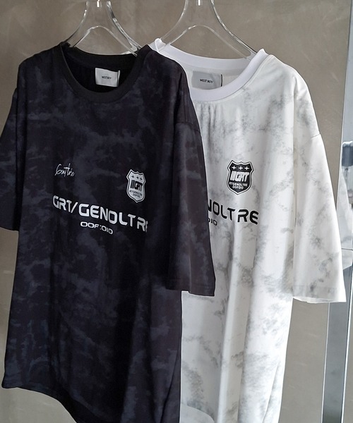 WESTBOY(ウエストボーイ)の「Y2K タイダイ スポーツロゴ グラフィックプリント オーバーサイズ ハーフスリーブTシャツ WO26S8TP03(Tシャツ/カットソー・メンズ・ブラック/ホワイト・L/XL/M)」の9枚目の写真