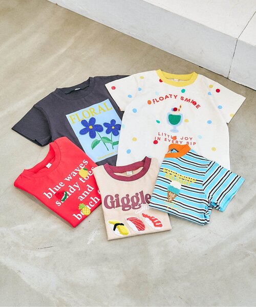 apres les cours(アプレレクール)の「バラエティかぎ針モチーフ半袖Tシャツ(Tシャツ/カットソー・キッズ・ベージュ/その他2/チャコール/ドット/レッド・80/90/100/110/120/130/140)」の7枚目の写真