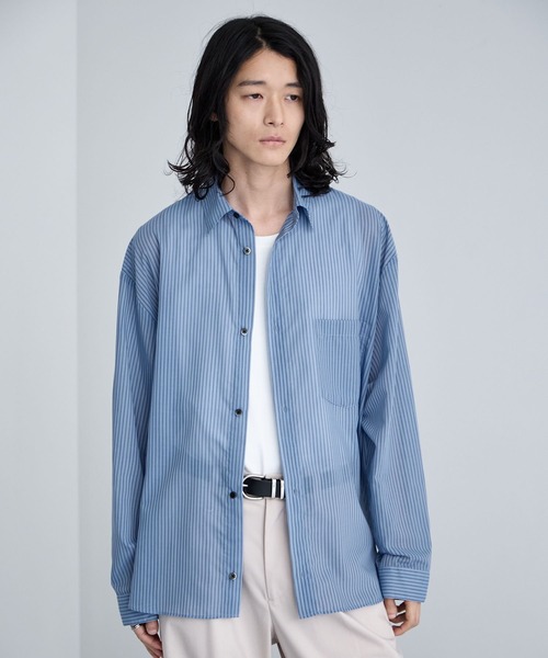 RAGEBLUE(レイジブルー)の「Sheer Stripe Shirt / シアーストライプシャツ(シャツ/ブラウス・メンズ・その他5/ライトブルー・MEDIUM/LARGE)」の1枚目の写真