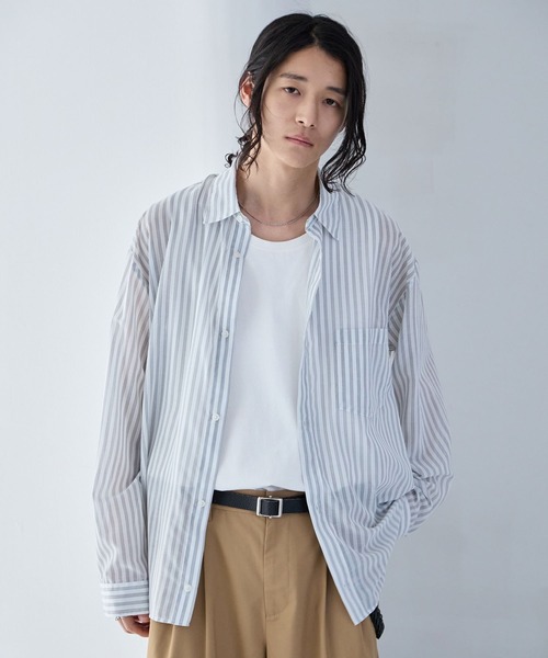 RAGEBLUE(レイジブルー)の「Sheer Stripe Shirt / シアーストライプシャツ(シャツ/ブラウス・メンズ・その他5/ライトブルー・MEDIUM/LARGE)」の8枚目の写真