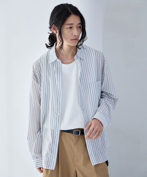 RAGEBLUE(レイジブルー)の「Sheer Stripe Shirt / シアーストライプシャツ(シャツ/ブラウス・メンズ・その他5/ライトブルー・MEDIUM/LARGE)」の10枚目の写真