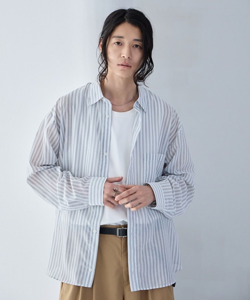 RAGEBLUE(レイジブルー)の「Sheer Stripe Shirt / シアーストライプシャツ(シャツ/ブラウス・メンズ・その他5/ライトブルー・MEDIUM/LARGE)」の11枚目の写真