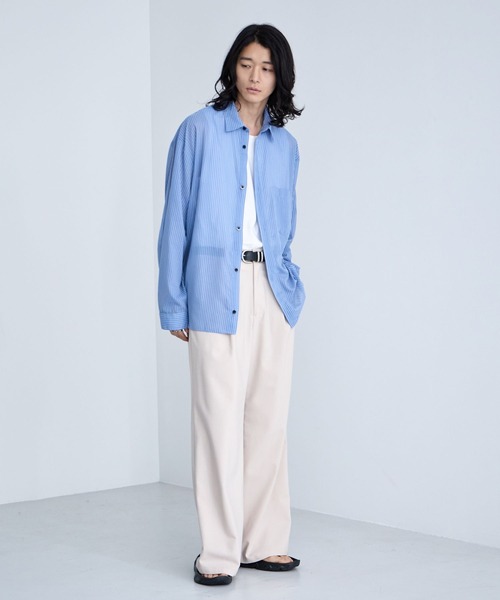 RAGEBLUE(レイジブルー)の「Sheer Stripe Shirt / シアーストライプシャツ(シャツ/ブラウス・メンズ・その他5/ライトブルー・MEDIUM/LARGE)」の13枚目の写真