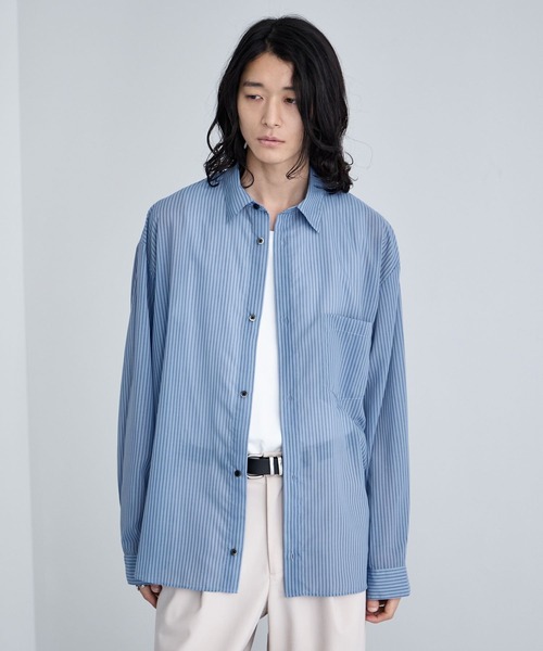 RAGEBLUE(レイジブルー)の「Sheer Stripe Shirt / シアーストライプシャツ(シャツ/ブラウス・メンズ・その他5/ライトブルー・MEDIUM/LARGE)」の15枚目の写真