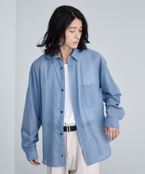 RAGEBLUE(レイジブルー)の「Sheer Stripe Shirt / シアーストライプシャツ(シャツ/ブラウス・メンズ・その他5/ライトブルー・MEDIUM/LARGE)」の16枚目の写真