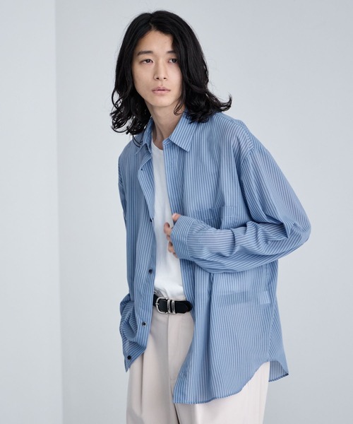 RAGEBLUE(レイジブルー)の「Sheer Stripe Shirt / シアーストライプシャツ(シャツ/ブラウス・メンズ・その他5/ライトブルー・MEDIUM/LARGE)」の18枚目の写真