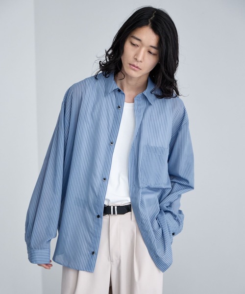 RAGEBLUE(レイジブルー)の「Sheer Stripe Shirt / シアーストライプシャツ(シャツ/ブラウス・メンズ・その他5/ライトブルー・MEDIUM/LARGE)」の19枚目の写真