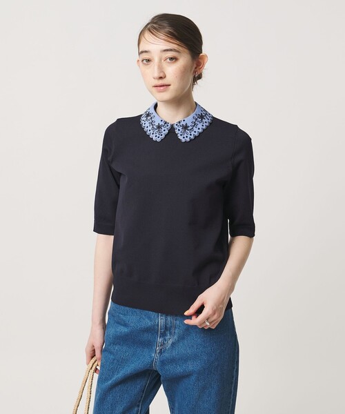 UNITED ARROWS ニット｜ユナイテッドアローズ ロングスリーブ ビジュー フラワー ニット フラワービジュー トップス