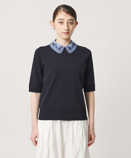 UNITED ARROWS（ユナイテッドアローズ）の「レディー フラワー ビジュー ニット（ニット/セーター・レディース・ネイビー/ブラック/ダークグレー・FREE）」の7枚目の写真