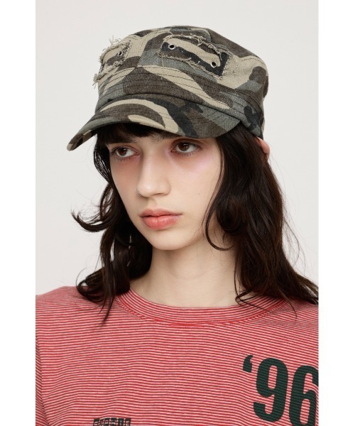 SLY(スライ)の「EYELET MILITARY CAP アイレットミリタリーキャップ 春服 夏服(キャップ・レディース・ブラック/カーキ・FREE)」の2枚目の写真