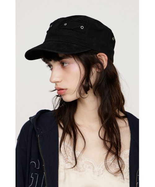 SLY(スライ)の「EYELET MILITARY CAP アイレットミリタリーキャップ 春服 夏服(キャップ・レディース・ブラック/カーキ・FREE)」の1枚目の写真
