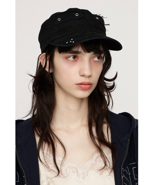 SLY(スライ)の「EYELET MILITARY CAP アイレットミリタリーキャップ 春服 夏服(キャップ・レディース・ブラック/カーキ・FREE)」の11枚目の写真