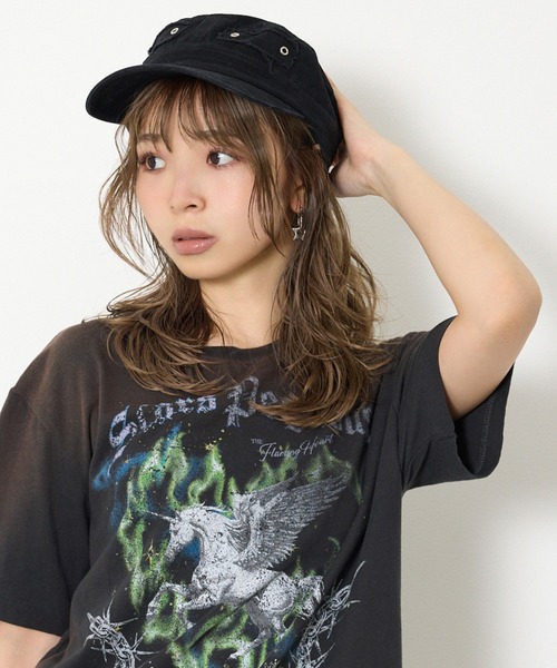 SLY(スライ)の「EYELET MILITARY CAP アイレットミリタリーキャップ 春服 夏服(キャップ・レディース・ブラック/カーキ・FREE)」の20枚目の写真