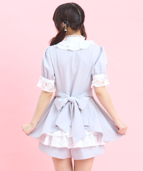 Secret Honey（シークレットハニー）の「バッスル半袖セットアップ（セットアップ・レディース・ブラック/グレー/ストライプ/ピンク/ブラック系その他/ワインレッド・MEDIUM）」の21枚目の写真