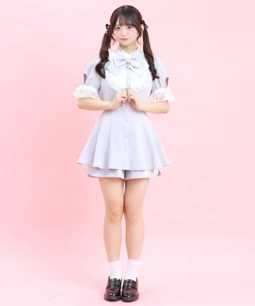 Secret Honey（シークレットハニー）の「バッスル半袖セットアップ（セットアップ・レディース・ブラック/グレー/ストライプ/ピンク/ブラック系その他/ワインレッド・MEDIUM）」の20枚目の写真