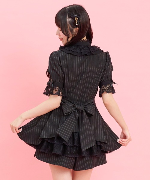 Secret Honey（シークレットハニー）の「バッスル半袖セットアップ（セットアップ・レディース・ブラック/グレー/ストライプ/ピンク/ブラック系その他/ワインレッド・MEDIUM）」の13枚目の写真