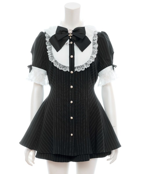 Secret Honey（シークレットハニー）の「バッスル半袖セットアップ（セットアップ・レディース・ブラック/グレー/ストライプ/ピンク/ブラック系その他/ワインレッド・MEDIUM）」の14枚目の写真