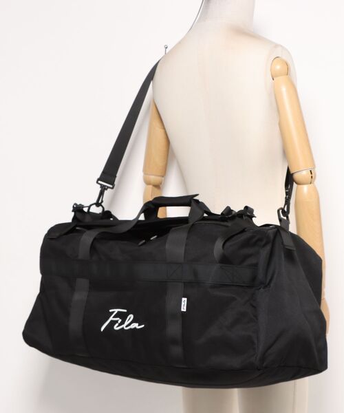 FILA（フィラ）の「【FILA/フィラ】【大容量47L 肩掛け、手持ち、リュックの3WAY仕様】3WAYボストンバッグ 修学旅行 林間学校 部活 旅行 出張 スクリプトロゴ（ボストンバッグ・メンズ・ネイビー/ブラック・FREE）」の3枚目の写真