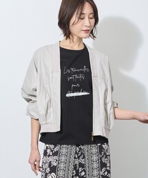 合皮プリーツジップアップブルゾン