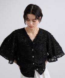 【WEB限定】フラワーカットジャガードブラウス