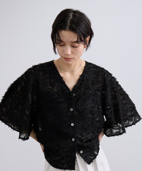 WEB限定】フラワーカットジャガードブラウス（シャツ/ブラウス