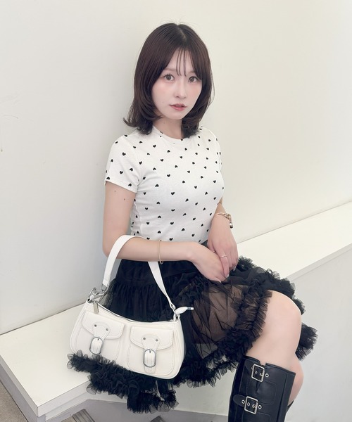 frunco（フランコ）の「ハートフロッキーTシャツ（Tシャツ/カットソー・レディース・ホワイト・FREE）」の6枚目の写真
