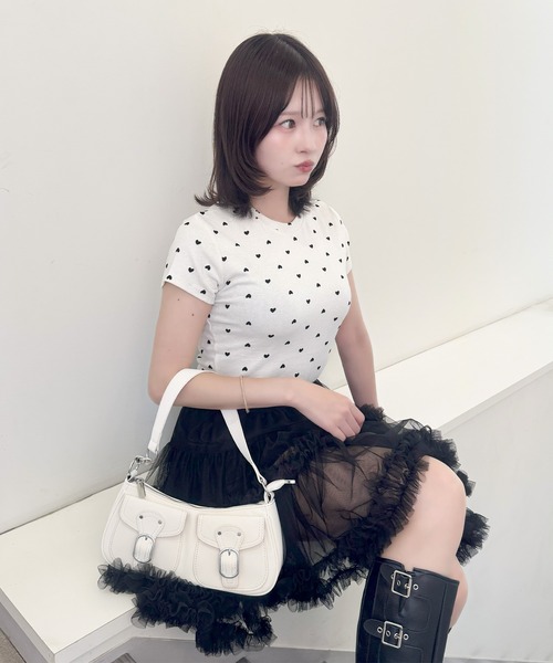 frunco（フランコ）の「ハートフロッキーTシャツ（Tシャツ/カットソー・レディース・ホワイト・FREE）」の7枚目の写真