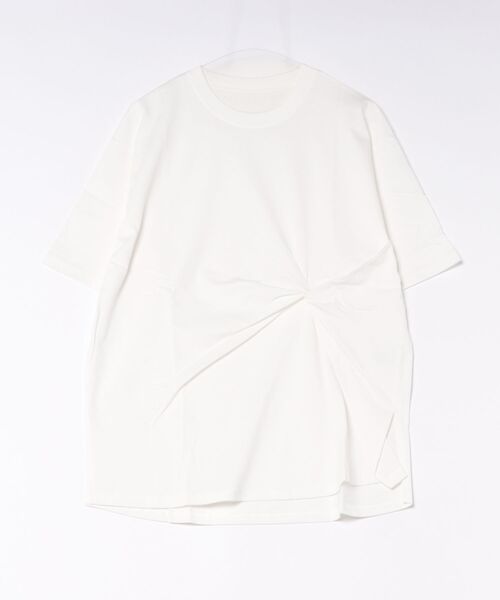 LB/S (エルビーエス)の「【C-FORTPOINT/フォートポイント】【1枚でサマになるTシャツ 着痩せ効果も◎】フロントねじりデザイン ビッグシルエットTシャツ 綿100% 体型カバー 立体デザイン きれいめ 大人カジュアル(Tシャツ/カットソー・レディース・チャコールグレー/ブラック/アイボリー・FREE)」の3枚目の写真
