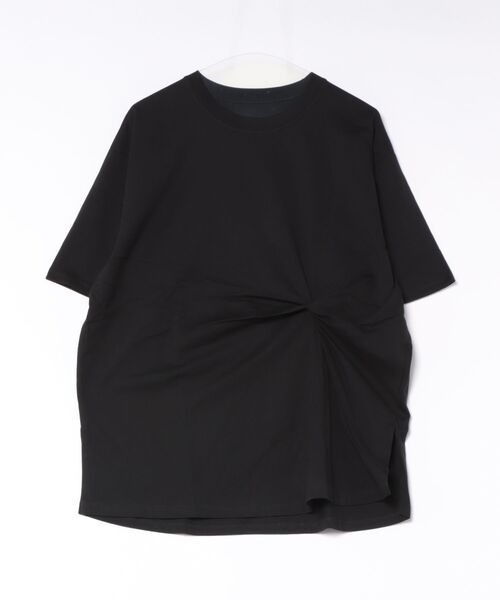 LB/S (エルビーエス)の「【C-FORTPOINT/フォートポイント】【1枚でサマになるTシャツ 着痩せ効果も◎】フロントねじりデザイン ビッグシルエットTシャツ 綿100% 体型カバー 立体デザイン きれいめ 大人カジュアル(Tシャツ/カットソー・レディース・チャコールグレー/ブラック/アイボリー・FREE)」の1枚目の写真