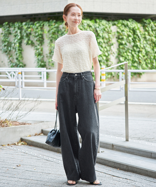 SLOBE IENA（スローブイエナ）の「LE DENIM ライトカーブバギーデニムパンツ（デニムパンツ・レディース・ブラック/ホワイト・38/36）」の3枚目の写真