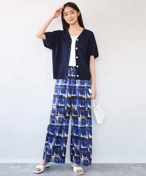 MK MICHEL KLEIN（エムケーミッシェルクラン）の「[接触冷感/洗える]アートプリント ワイドパンツ（その他パンツ・レディース・グリーン/ブルー・38）」の7枚目の写真