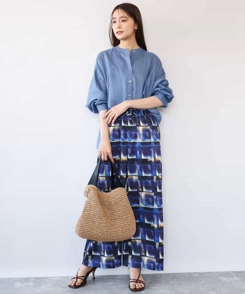 MK MICHEL KLEIN（エムケーミッシェルクラン）の「[接触冷感/洗える]アートプリント ワイドパンツ（その他パンツ・レディース・グリーン/ブルー・38）」の8枚目の写真
